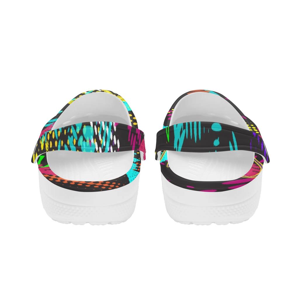 Women Men EVA Clogs Color Printed Breathable Slip On Garden Shoes Lightweight Beach Pool Bathroom Home Sandals Lightweight Wear
