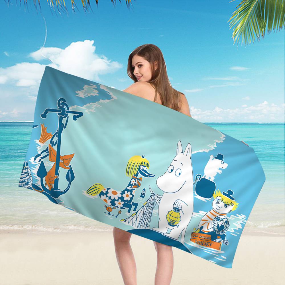 Cute M-Moomins Anime Beach Swimming Towel Soft Absorbent Washcloth Children's Gifts for Kids Travel Camping Gym