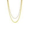 Gold Double Layer Snake Chain Pearl Bead Choker – Minimalist Elegant Jewelry, Timeless Charm Gift for Women