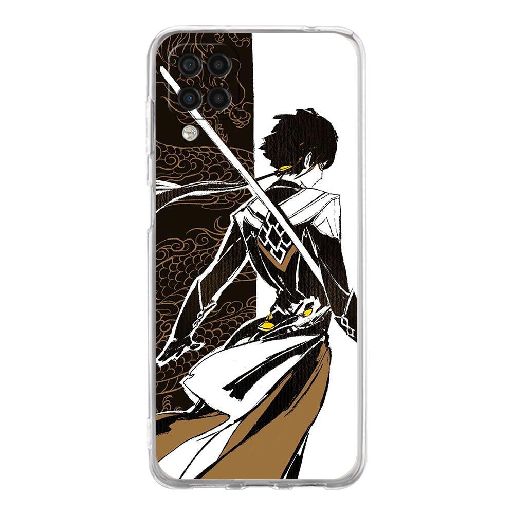 Genshin Impact Black and White Phone Case For Samsung A51 A71 A21S A12 A11 A31 A41 A01 A03S A13 A33 A73 A53 A52 A32 5G A23 Cover