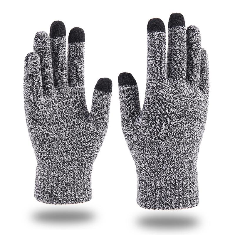 Touch screen knitted thermal gloves, enlarged velvet, non-slip and cold-proof