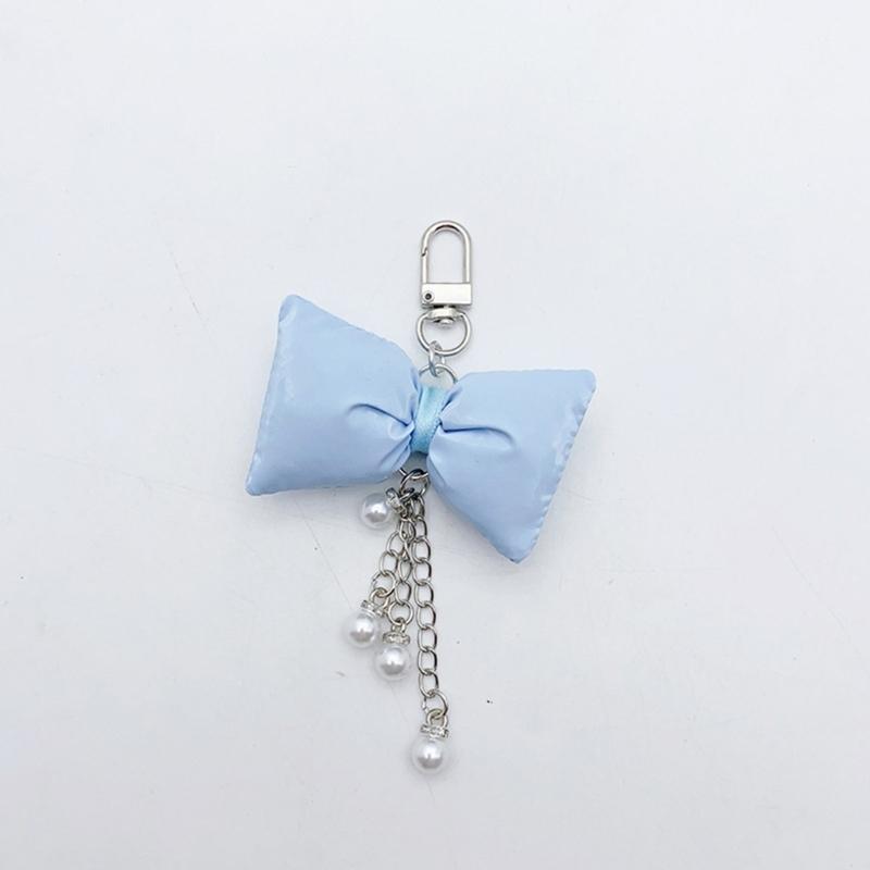 Cute Bowknot Pearl Chain Keychain Pendant Lovely Hanging Decorations Keyring Charm for Purse Bag Backpack Handbag