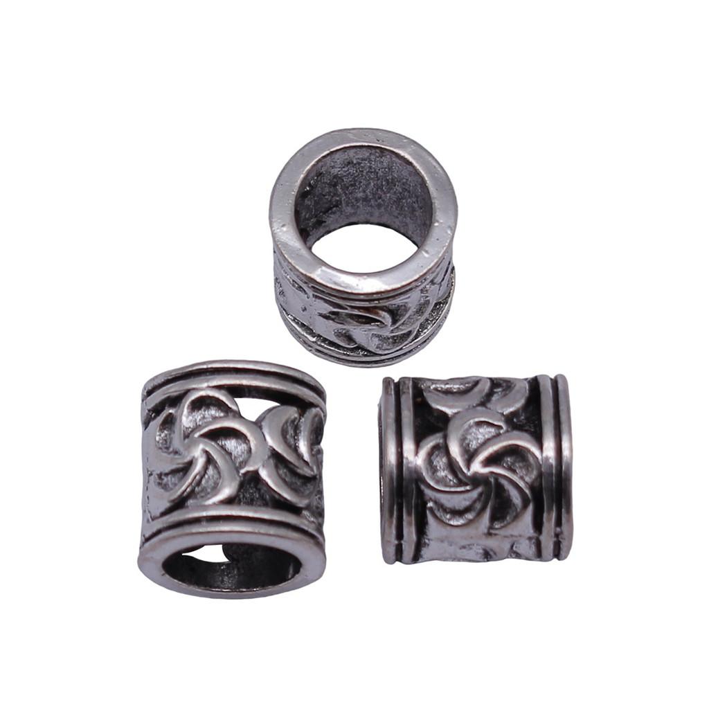 Vintage Floral Pattern Cylinder Beads Antique Style Large Hole Spacers For DIY