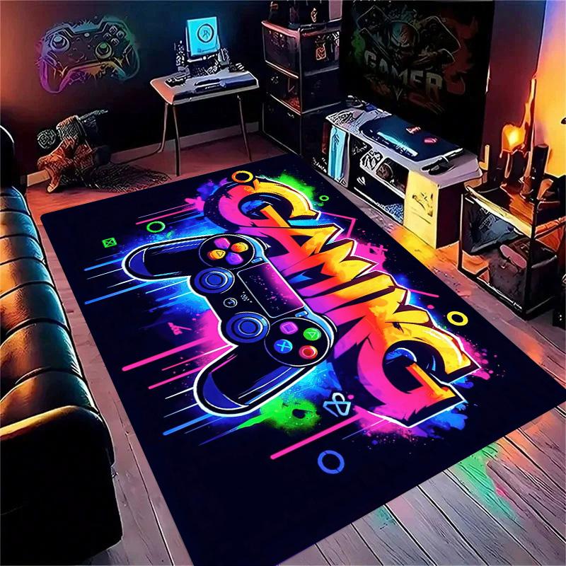Gaming for Boys Room Gamer Casual Carpet with Controller Design Rug for Game Room Bedroom Decor Machine Washab Mat