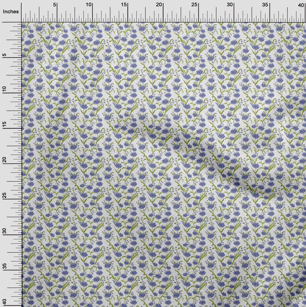 oneOone Georgette Viscose Medium Blue Fabric Floral Quilting Supplies Print Sewing Fabric By The Yard 42 Inch