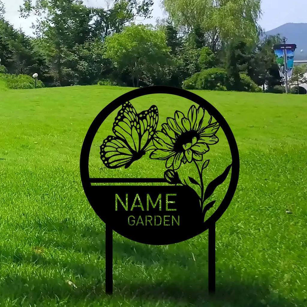 Metallschild Garten Dekoration Personalisierter Gänseblümchen Blumen Namensschild Veranda Geschenk für Mama Oma