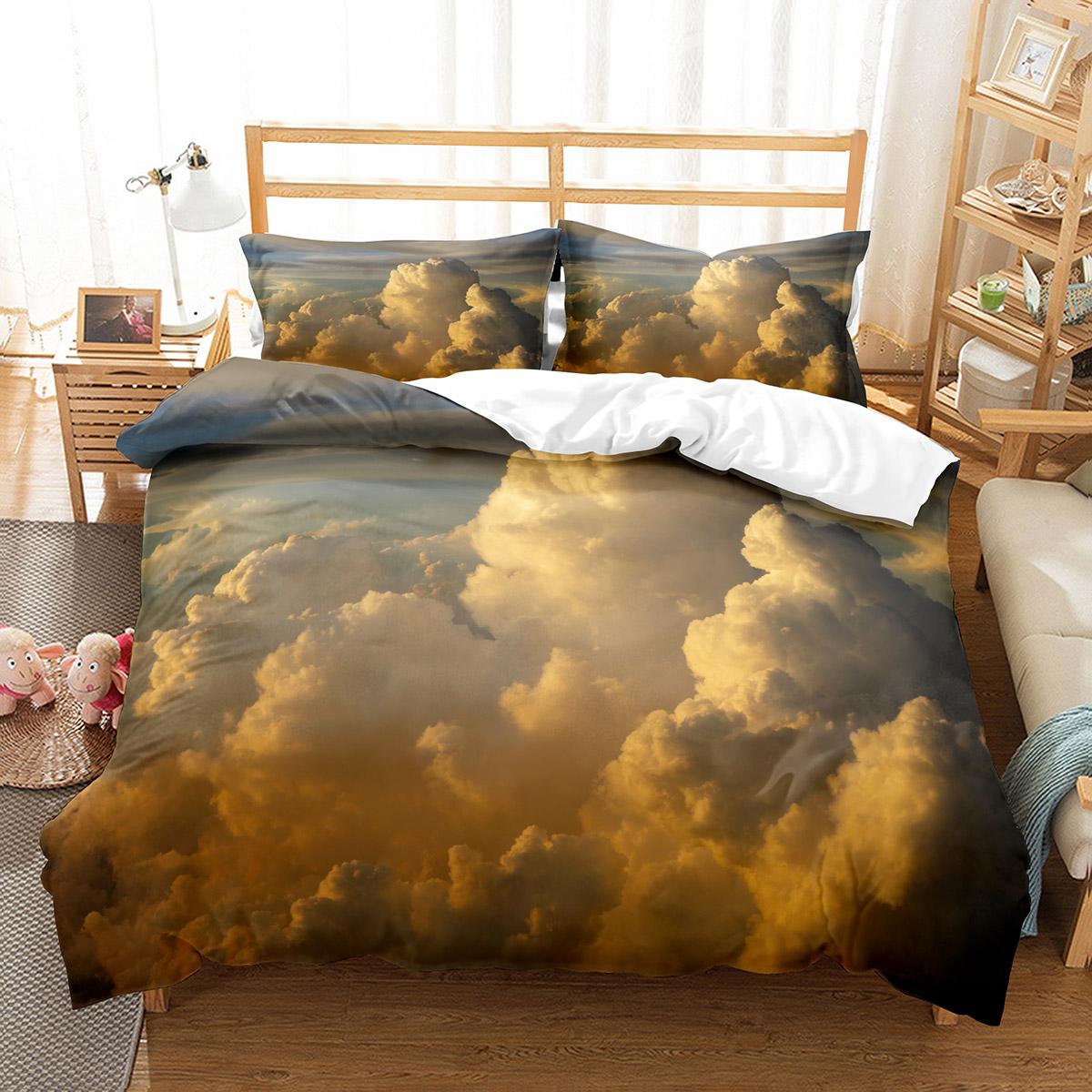 

White Cloud Duvet Cover Set Comfort Cover Twin Full King Size для дітей, підлітків, дорослих, декор спальні Комплект постільної білизни з наволочкою EU Double(200x200cm)