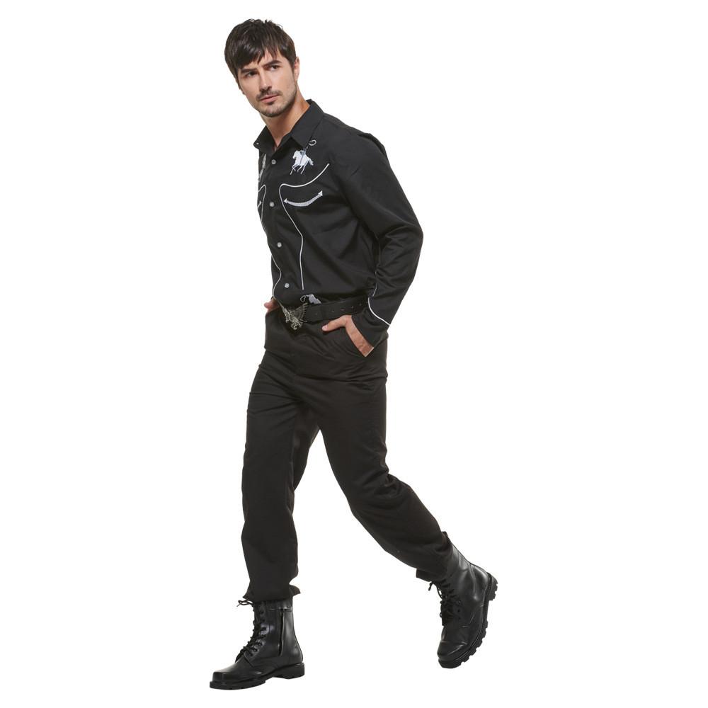 Western Cowboy Shirt Costumes For Halloween Party With Polyester Fabric For Men