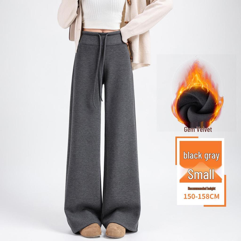 Women's Spring 2026 White Wide-Leg Glutinous Rice Pants - Petite Size, Plus Velvet, High-End Feel, Soft Drape.
