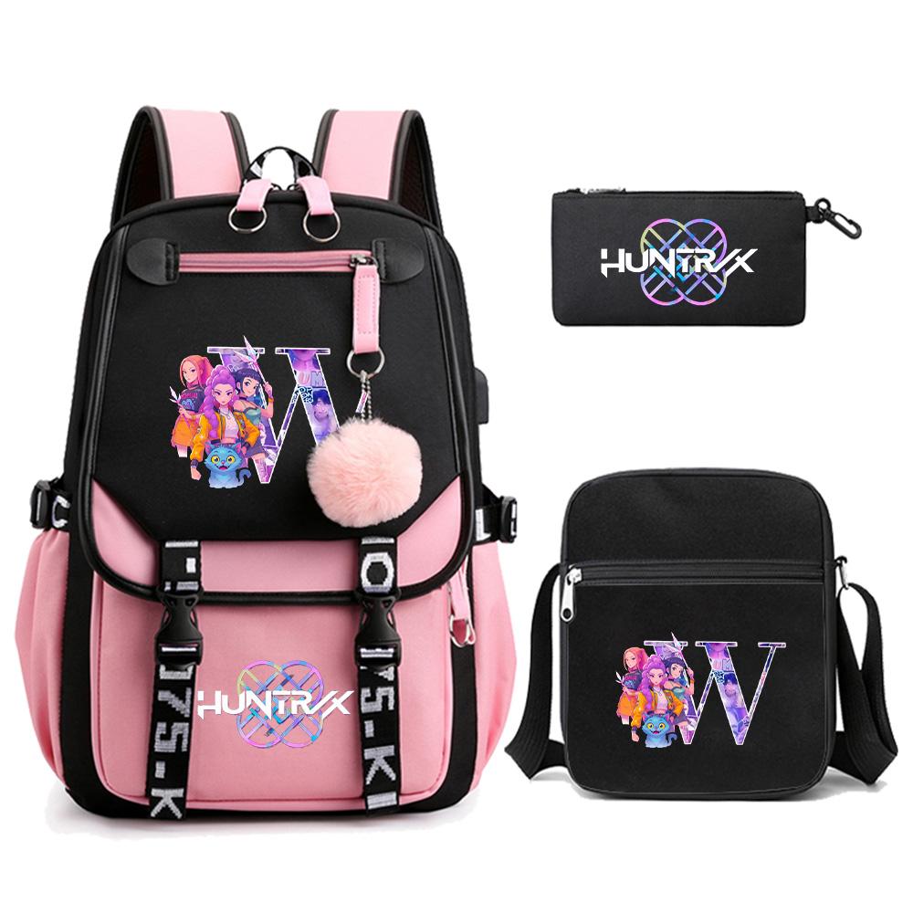 3 ks/sada Roztomilý kreslený batoh s potiskem 26 anglických písmen s taškou přes rameno pro dospívající studentku, studenta, školní taška, velkokapacitní cestovní taška, dárek pro dítě