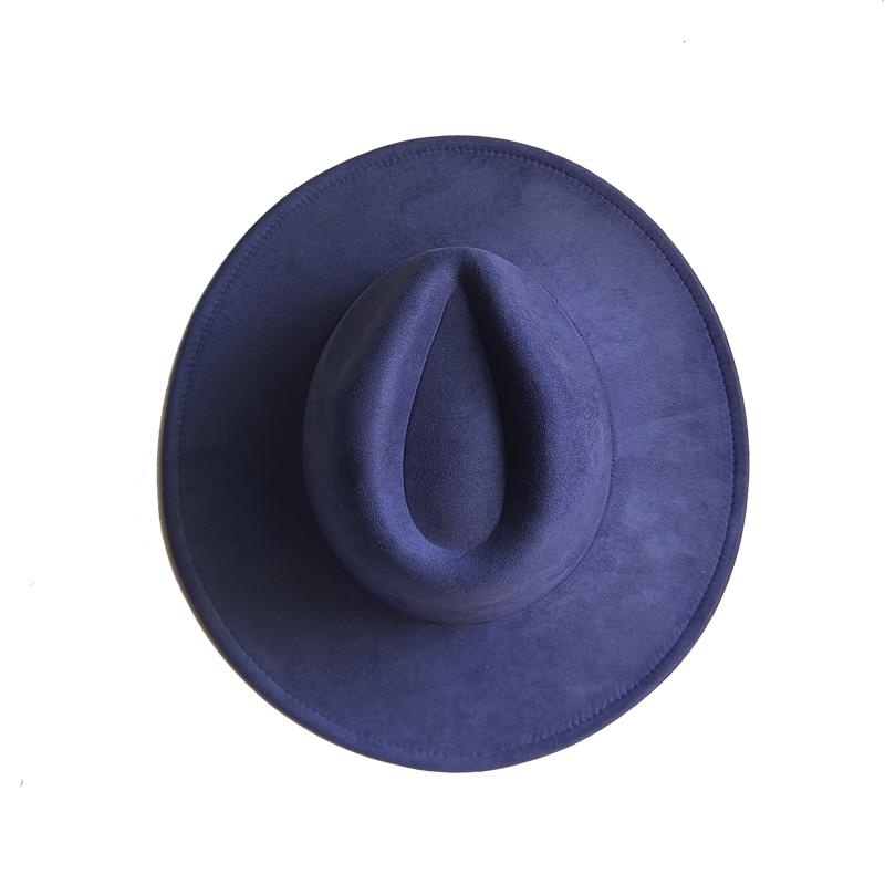 Suede Top Hat 9.5Cm Wide Brim Fedora Hat Men Women Autumn Winter Felt Jazz Hats Classic Church Fedoras Chapeau Sombrero Mujer