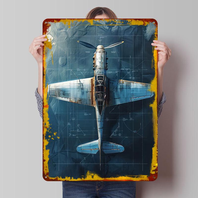 

Blueprint of Flight Tinplate Poster Customized Wall Art Vintage Retro Metal Signs for Man Cave Decoration Living Room Decor Men 7.9x11.8In(20x30cm)