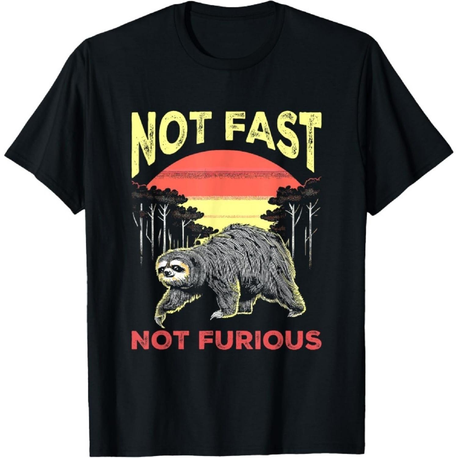 

Not Fast Not Furious - Funny Lazy Tired Sloth Monday Hater T-Shirt XXXXXL чёрный