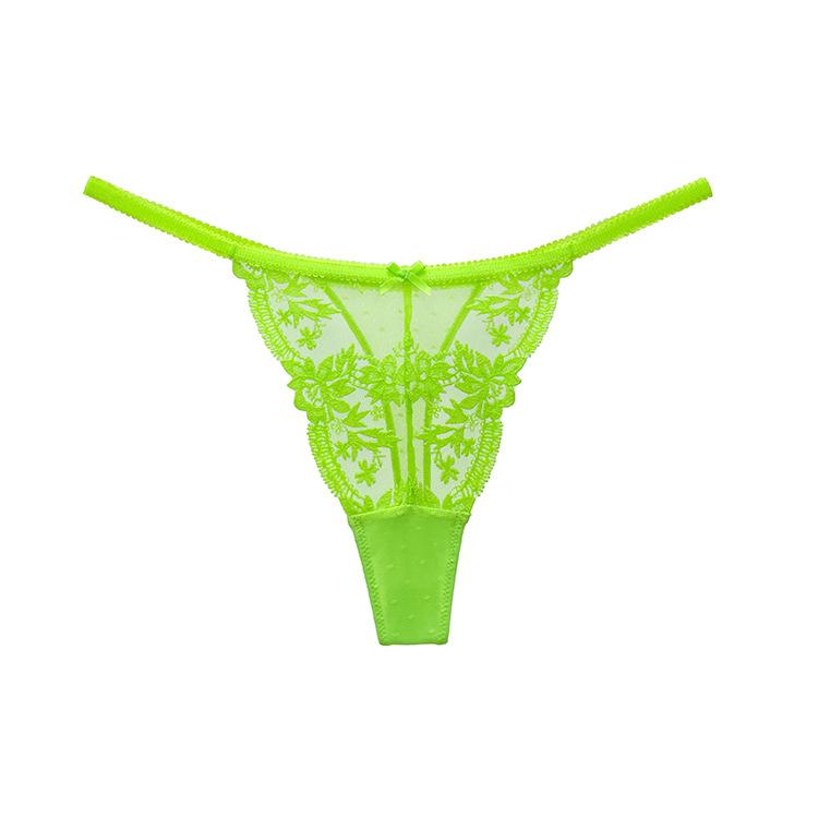 Fransk blondebroderi Sexy Thong Elastisk Lav midje Sexy Perspektiv T-bukser Kvinne