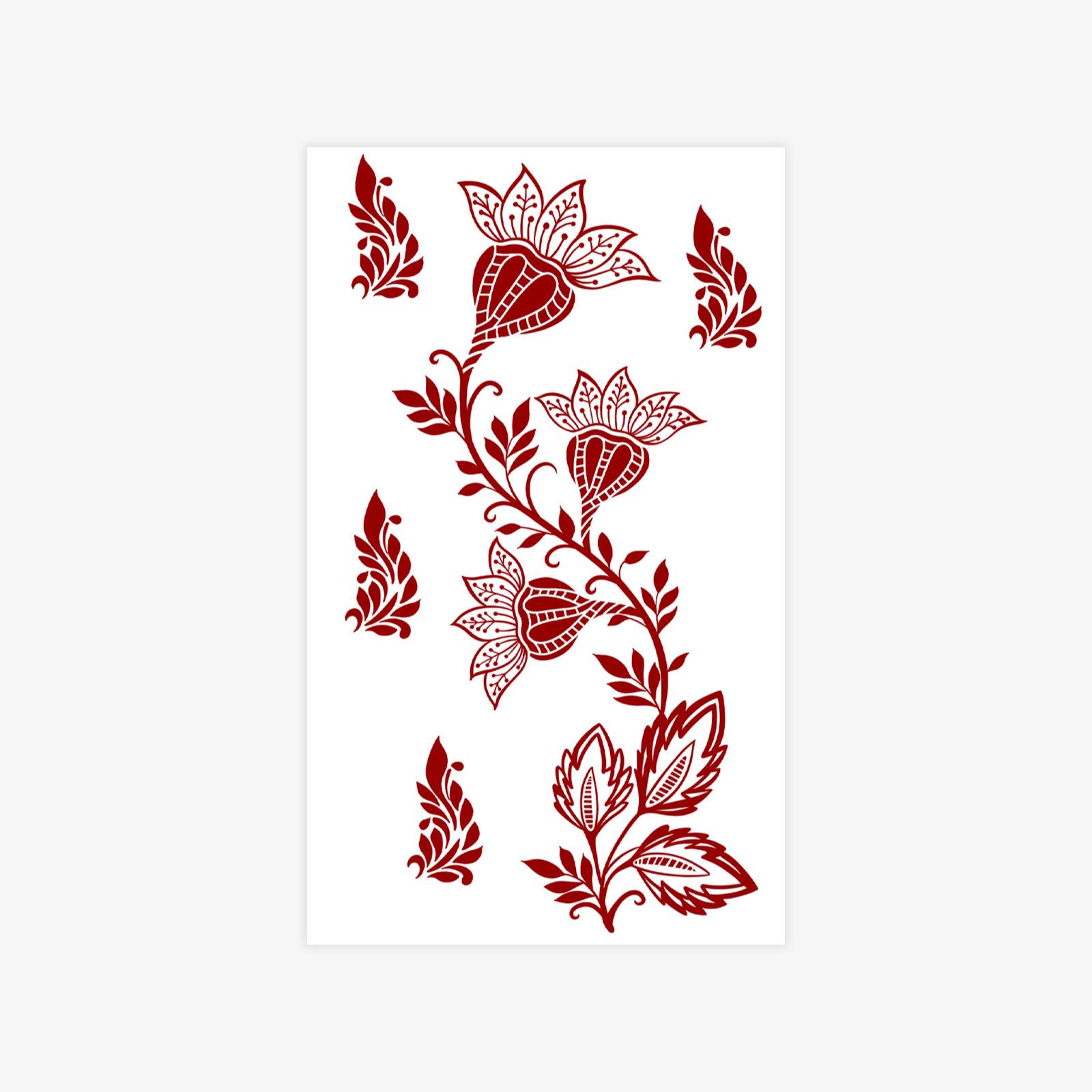Tattoo Sticker Red Flower Totem Back Of Hand Tattoo Sticker Tattoo 9*15