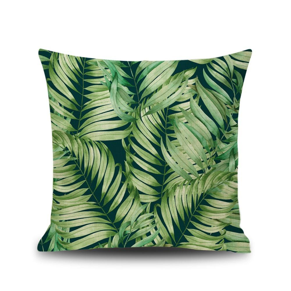 Nordic Floral Cushion Green Leaf Flowers Decorative Pillow Sofa Home Decor Decoration Pillowcase 18x18
