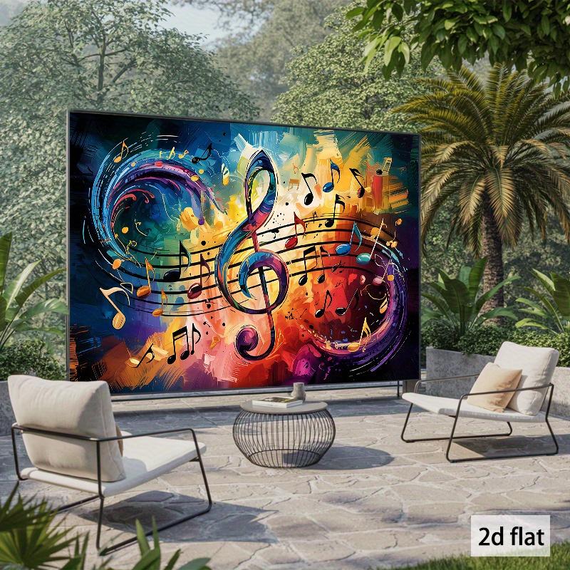 Colorful Music Notes Abstract Art Tapestry Treble Clef Rainbow Wall Hanging Studio Decor Creativemusical Instrument Fabricposter