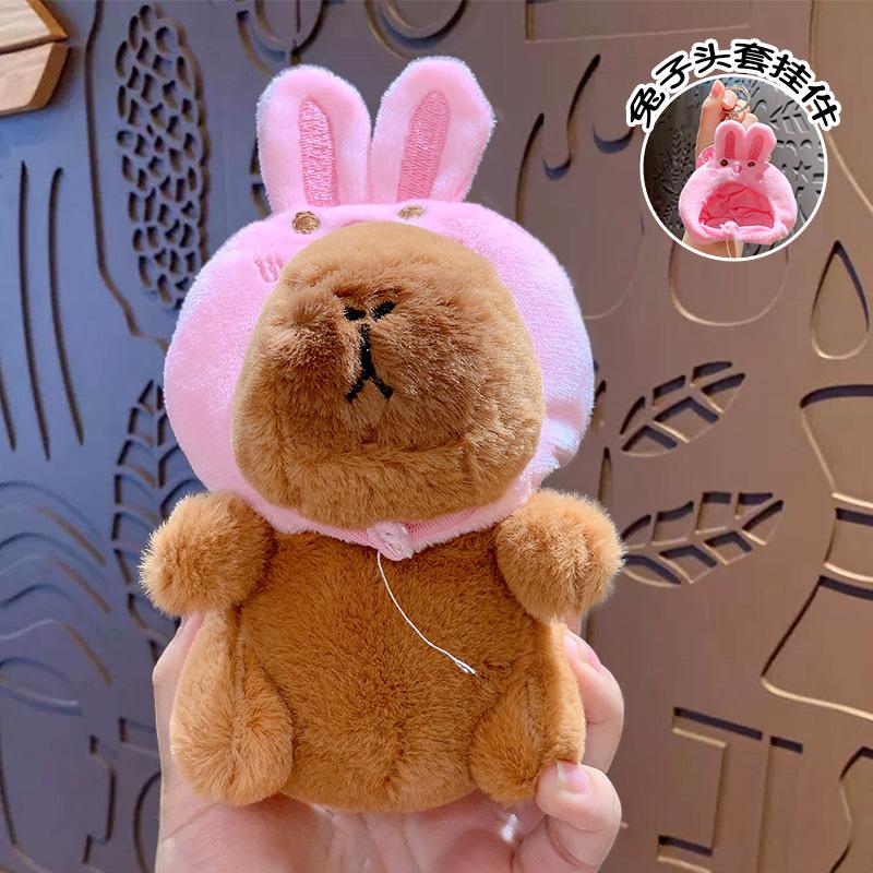 Cartoon Kapibara Doll Plush Capybara Head Cover Keychain Cute Bag Pendant Car Key Chain