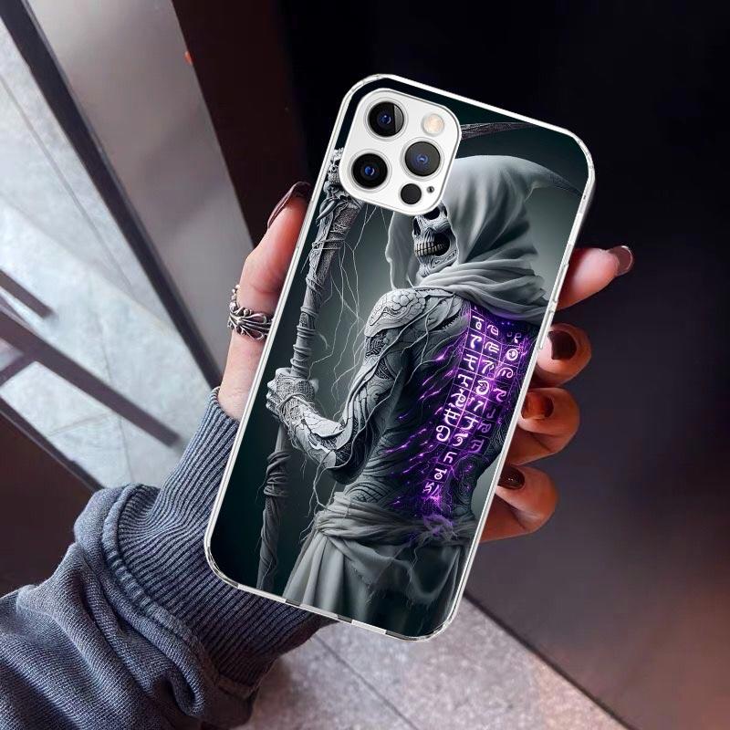 

Death Grim Reaper Skull Scythe Phone Case For iPhone 17 Air 11 13 Mini 14 15 Plus 16 12 Pro Max 16E SE 7 8 Pattern Soft TPU Back iPhone 13 Pro Max