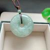 Natural Jade a Green Gemstone Pendant Necklace 39-13.5mm Jade a Round Donut Women Men Barrel Stone Jade a Necklace
