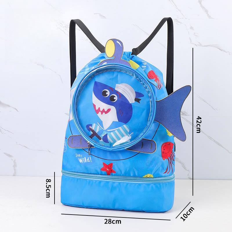 Children's Waterproof Dry Wet Separation Swimming Bag, Cute Cartoon Kids Travel Sports Backpack, Portable Beach Bag for Boys and Girls