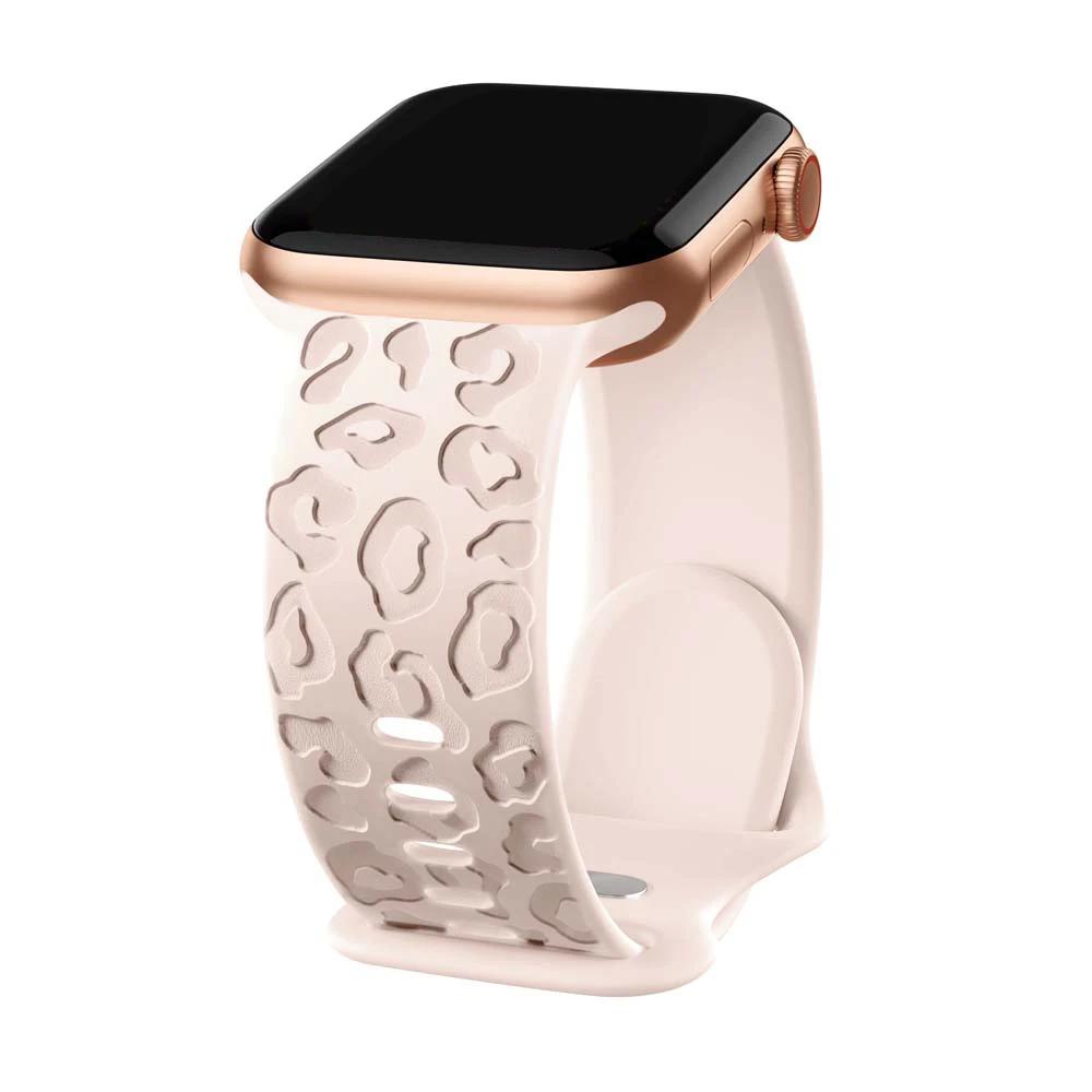 Band For Apple Watch 11 Strap 42mm 41mm 40mm 49mm 46mm 45mm 44mm Engraved Leopard Silicone Correa Bracelet iWatch Ultra 3/10/SE3