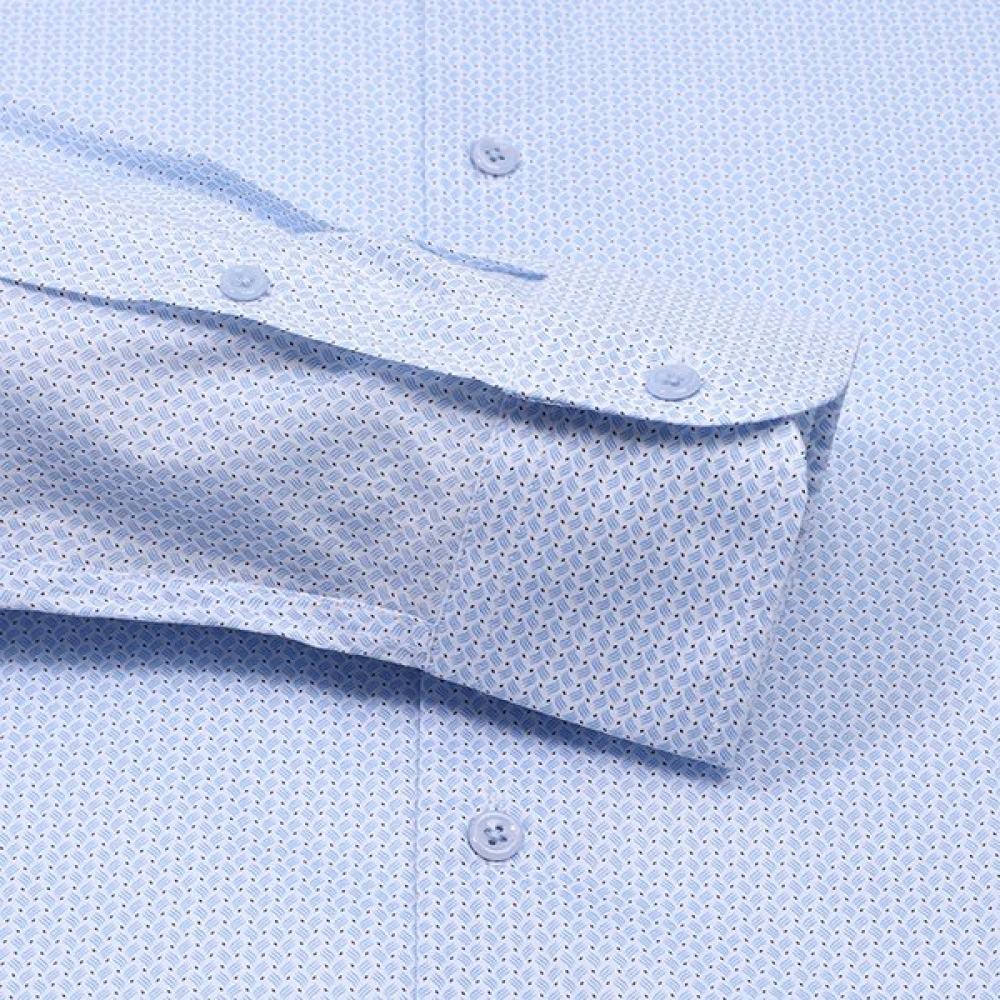 Vanbrough Triple Wave Print Semi Wide Collar Slim Shirt  Bossl1170 Bu 