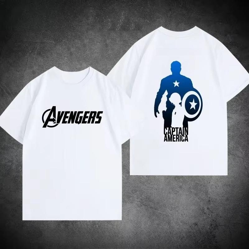 

Avengers Team Captain Memorial Tshirt Unisexs and WOMENs Pure Cotton Summer Tshirt Marvel Fan Loose Short Sleeve Shirt M