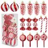 Ensemble de 15 Ornements de Noël 6 cm: Boules, Pommes de Pin, Sucettes, Bonbons pour Décoration d'Arbre et Cadeaux