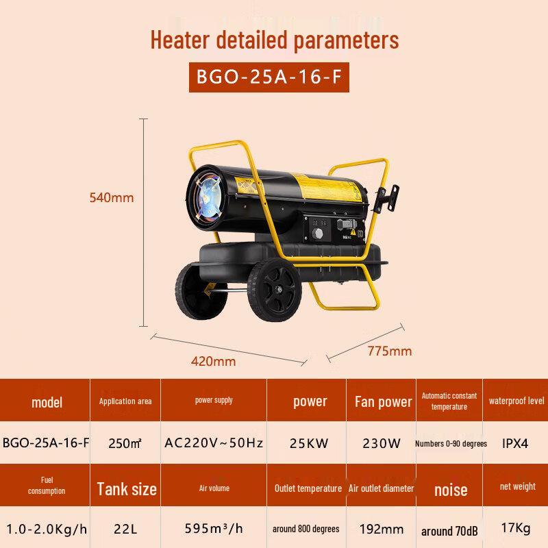 Baogong 25KW Industrial Diesel Heater CN plug (adapter included) 250 sqm черный