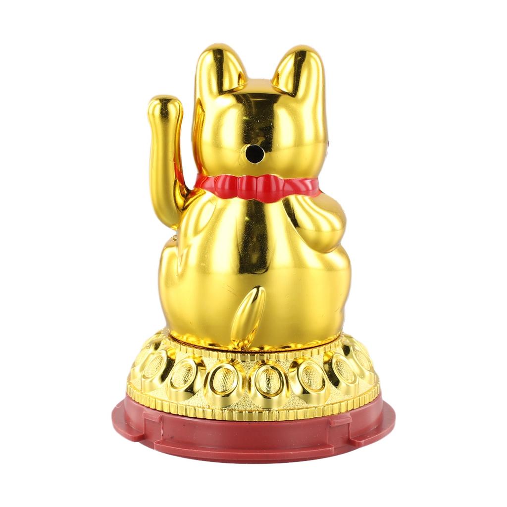 Solar Waving Lucky Cat Ornament Chinese Lucky Cat Decor Electric Waving Lucky Cat Vehicle-Mounted Home Ornament