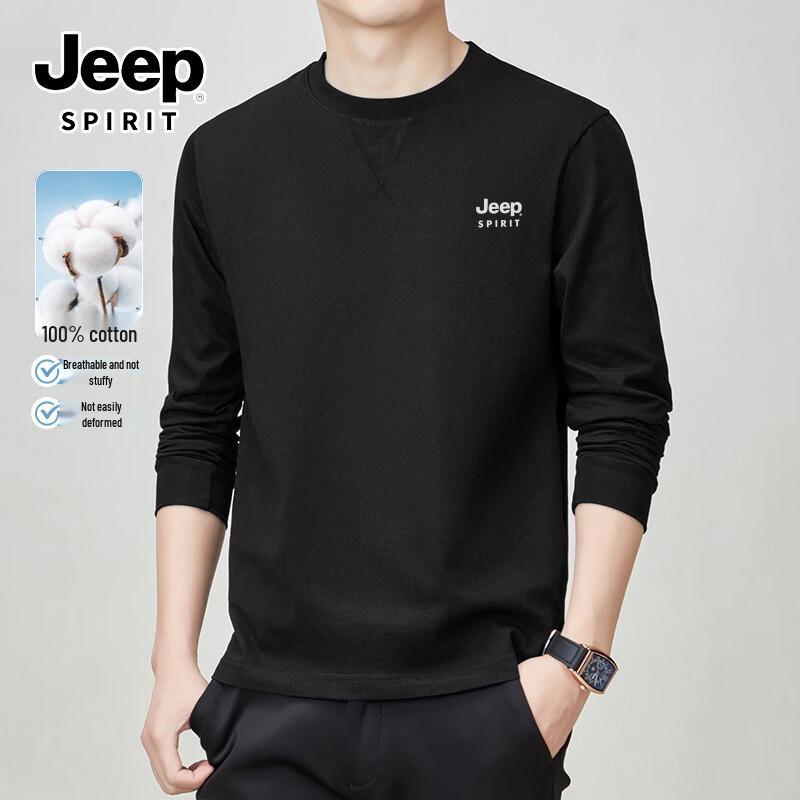 JEEP SPIRIT Men's Round Neck Long Sleeve Cotton Sweatshirt