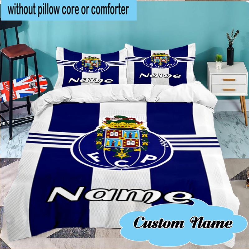 Custom Name Porto Love Crest Bedding Set 3pcs, Bedding Set Including 1pc Duvet Cover And 2pcs Pillowcases for Bedroom, Dormitory Gift