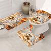 4Pcs Luxury Block PumpkinShower Curtain Sets Waterproof  for Bathroom Non-Slip Bathroom Rugs Lid Toilet Cover Bath Mat Bathroom Set