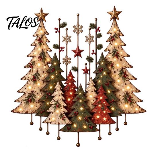 Unique Christmas Tree Ornaments Lighted Wooden Ornament, Rustic Holiday Wall Decoration with LED Yard Festive Decorations Light for Home Living