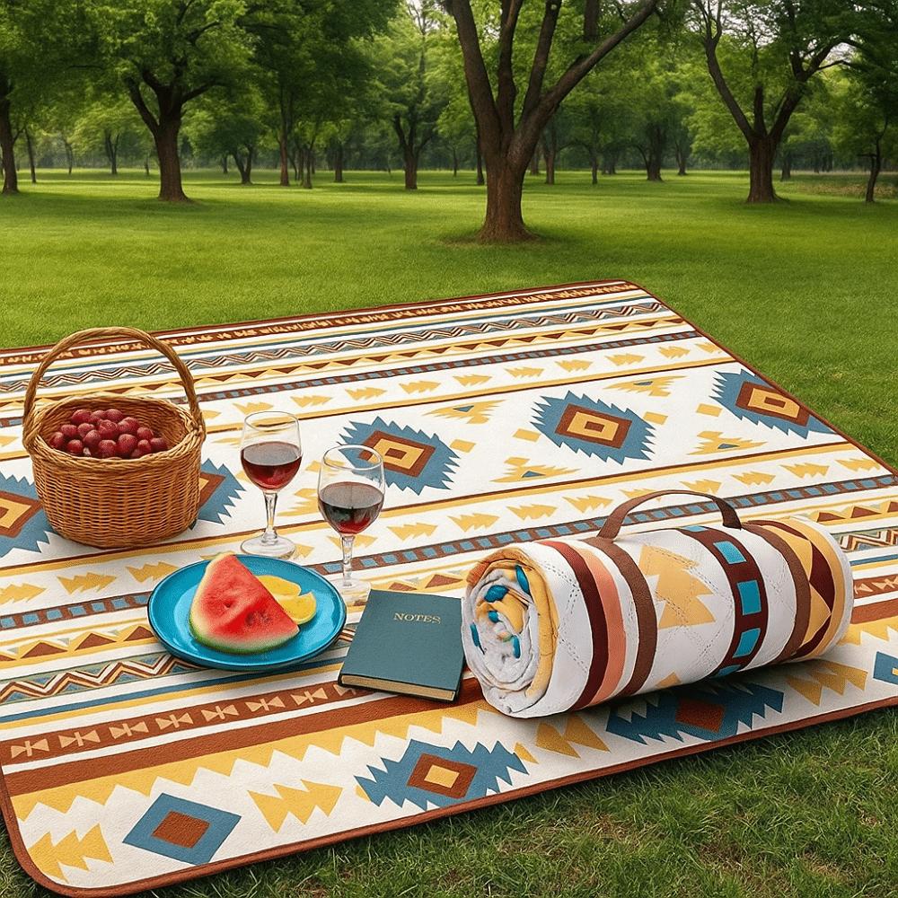 Moisture-proof Beach Blanket Carrying Handle Outdoor Picnic Mat Portable Blanket  Camping