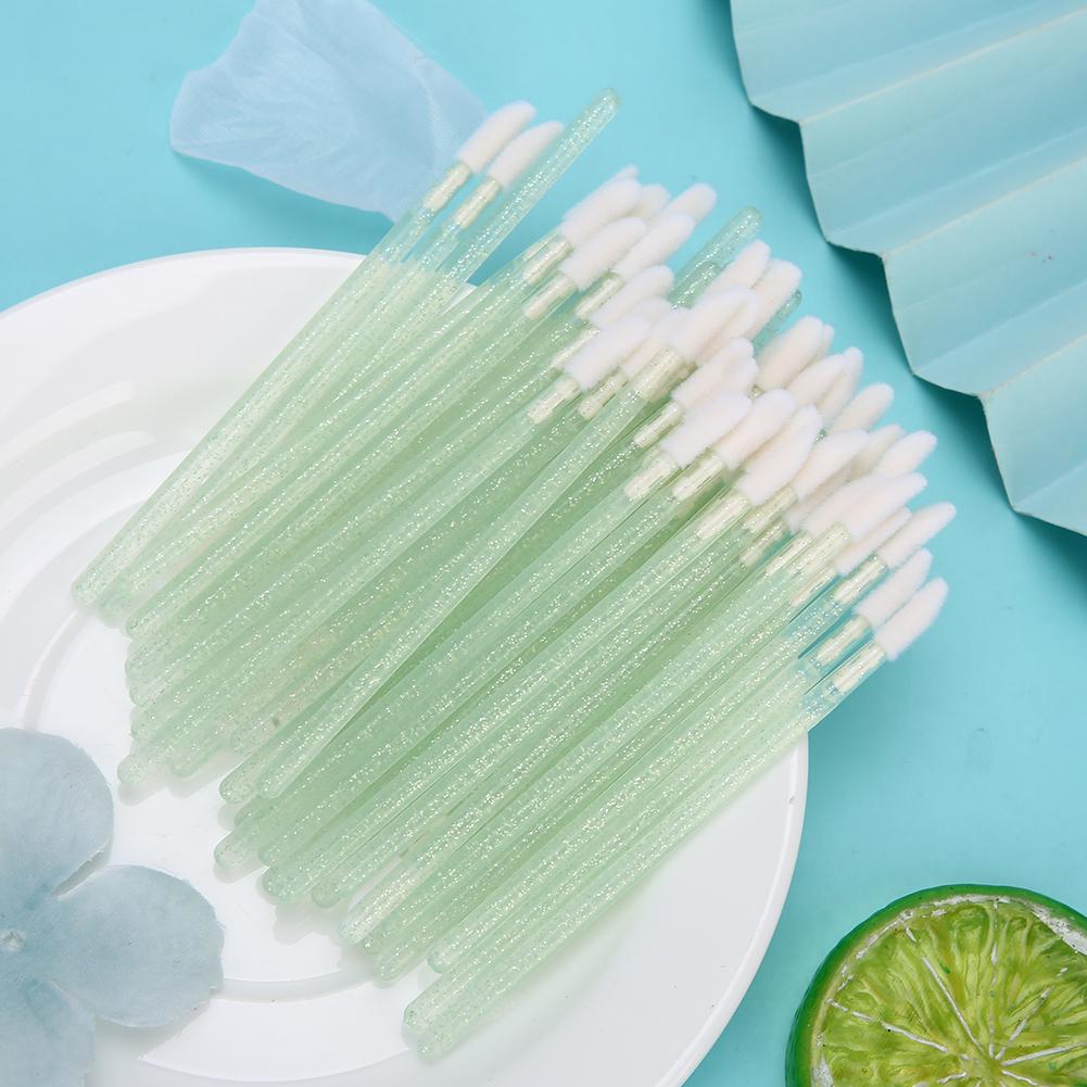 100 buc Pensulă de buze de unică folosință, Tampon de bumbac pentru curățarea genelor, Pensulă pentru spumă de gene, Instrument de machiaj