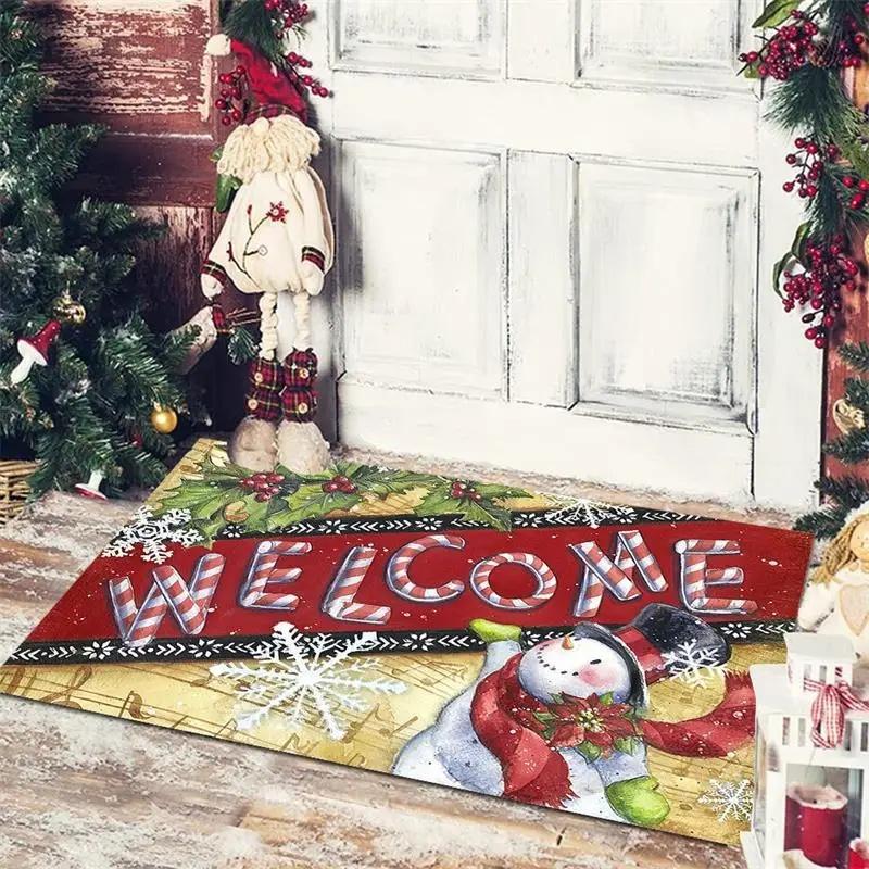 Weihnachten Fußmatte Eingang Fußabtreter Schlafzimmer Bad Toilette Anti-Rutsch Teppich 2025 Frohe Weihnachten Dekoration für Zuhause Neujahrsgeschenk