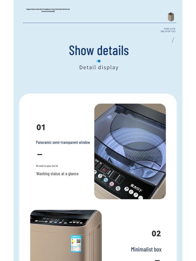 10kg Fully Automatic Washer-Dryer with Compact Pulsator for Households and Rentals