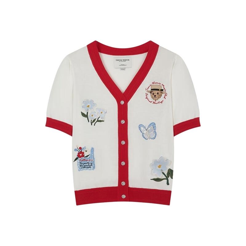 Teenie Weenie Women's Bear V-Neck Short Sleeve Knit Cardigan