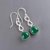 Natural Green Onyx Gemstone 925 Sterling Silver Handmade Drop/Dangle Earrings 1.60" Anniversary Gift For Mom/Wife EE-15-21