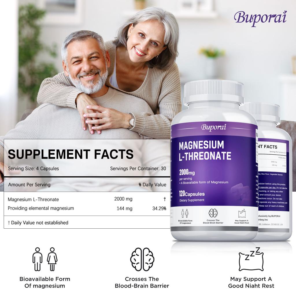 Buporui High-Absorption Magnesium Dietary Supplement, L-Threonine Magnesium, Supporting Daily Well-being and Cognitive Nutrition