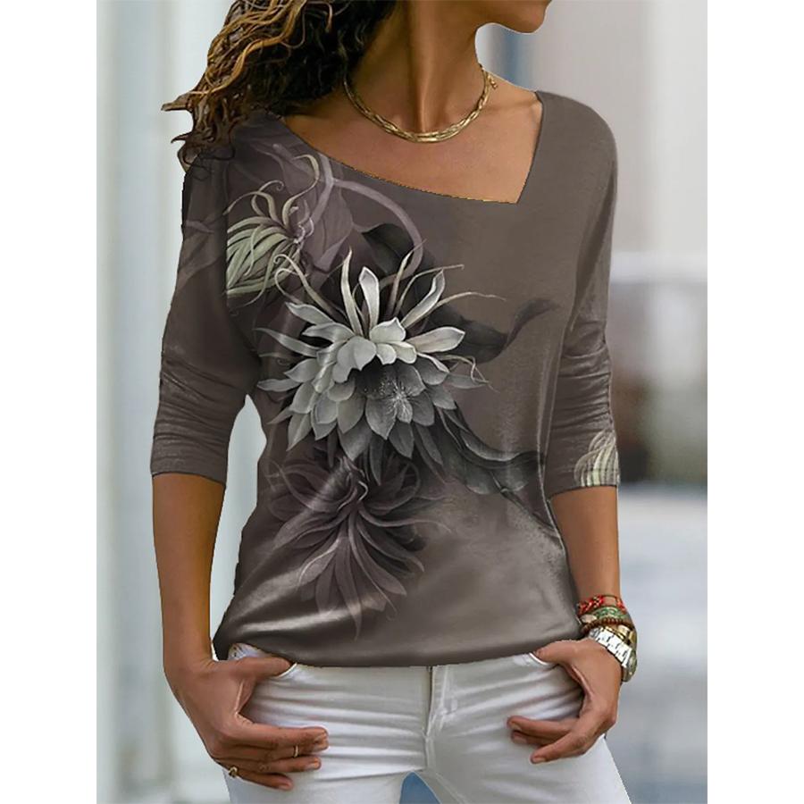 

Блузка с узором «Деловой зрелый темперамент», осенне-зимняя женская повседневная футболка с V-образным вырезом и длинным рукавом XS-8XL 4XL