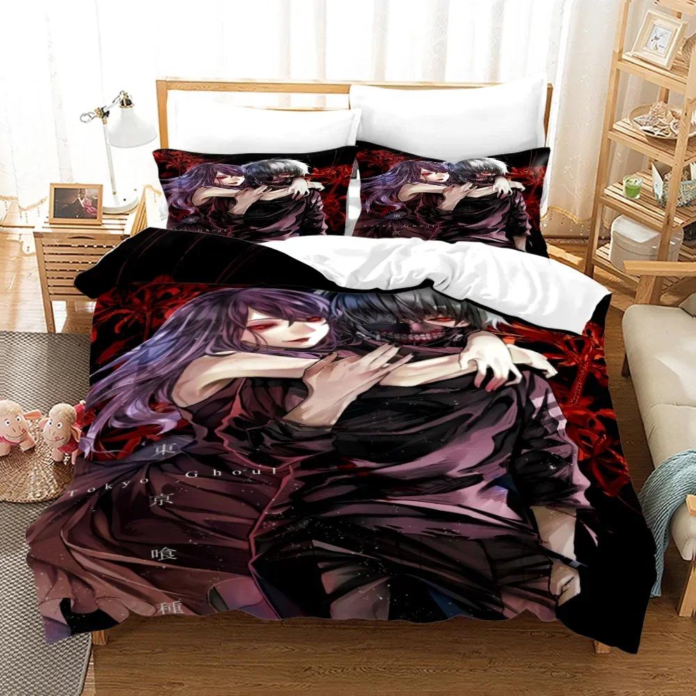 3D Printed Anime Tokyo Ghoul Comfortable Duvet Quilt Cover Pillowcase Bedding Set Children Bedroom Decoration Home Textile