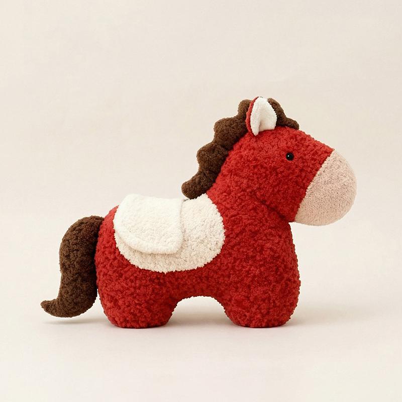 Horse Year Mascot Plush Cushion Uniquely Shaped Plush Toy Sofa Living Room Decoration Throw Pillow Gift