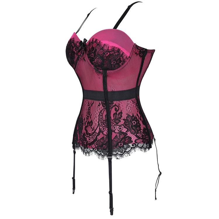 JYL TS shoulder hanging eyelash lace steel ring chest support with garter belt corset, court dress