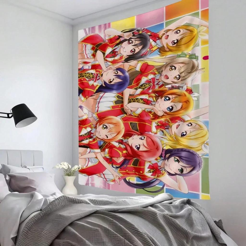 Love Live Superstar Tapestry Flat Print Wall Hanging Backdrop Anime Wall Decor for Bedroom Party Home Decoration