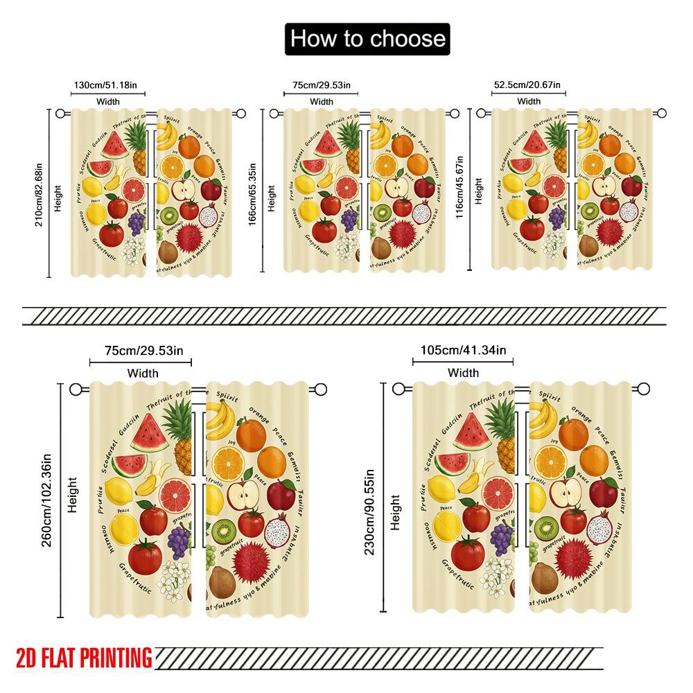 2pcs 2D Flat Printing Drapes Fruit Spirit Joy Pineapple Polyester Fabric Without Electricity 0 Perfect for Holiday Parties Home