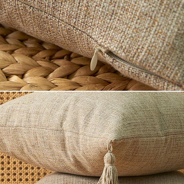 Japanese Solid Color Cotton and Linen Tassel Pillowcase Household Simple Literary Style Pillow Cushion Cover Pillowcase Home Decor