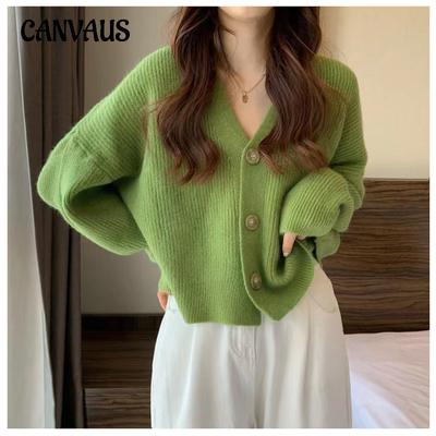 Spring and Autumn Knitted Cardigan Loose Lazy Wind Long-sleeved Blouse Korean V-neck Sweater Jacket Tide